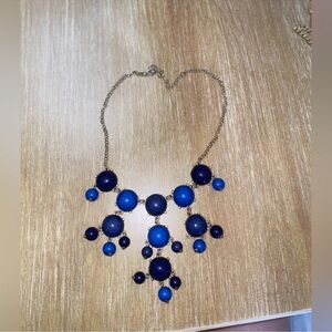 Blue and Gold Cascade Necklace with Bib Design